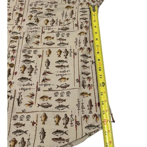 Woolrich Womens Sz Medium Birch Freshwater Fish Button Front Short Sleeve Shirt - Picture 7 of 14